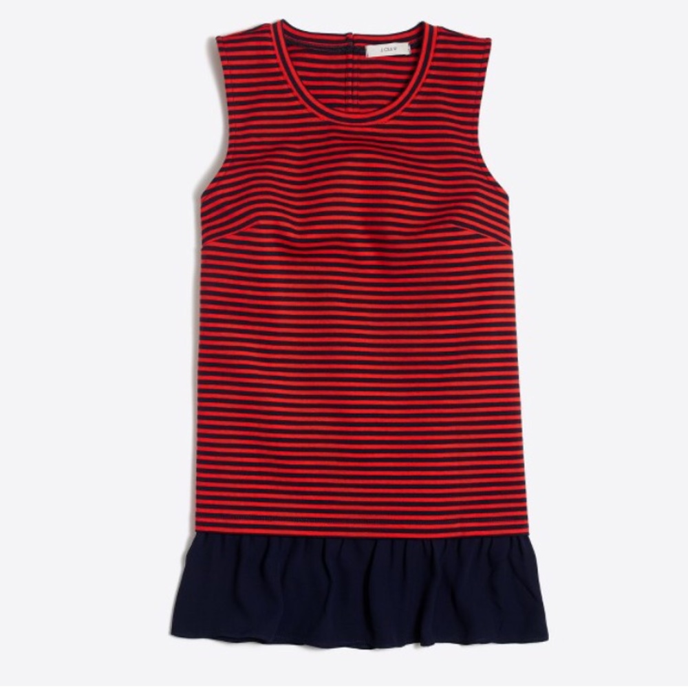 Navy and Red striped ruffle hem J Crew Tank